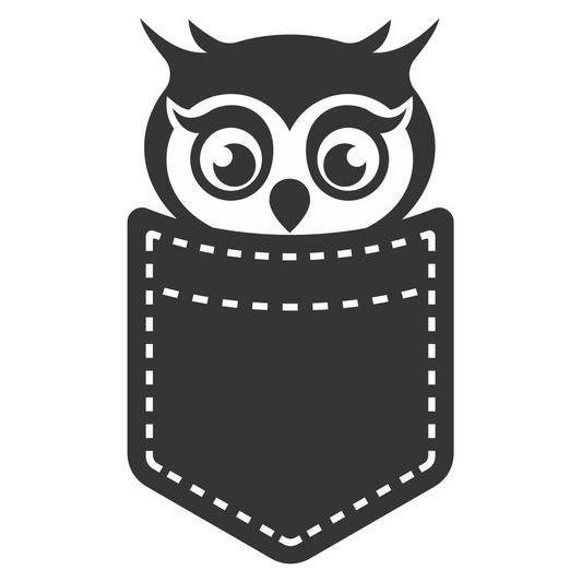 Cute owl peeking from a pocket design for crafting fun
