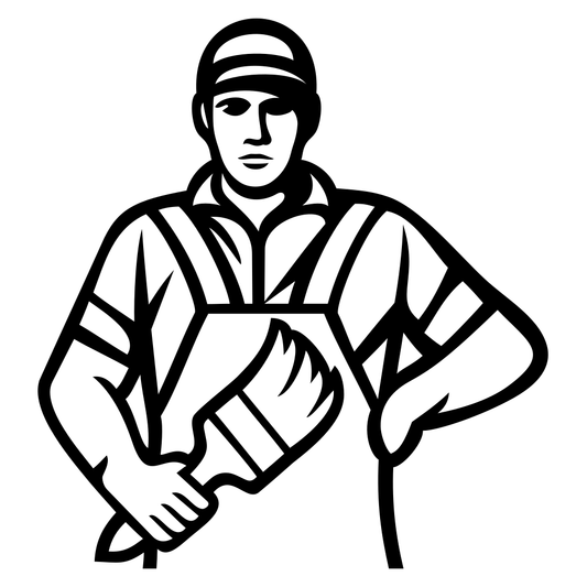 Creative vector design of a worker holding a brush