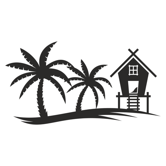 Tropical retreat with palm trees and coastal house design