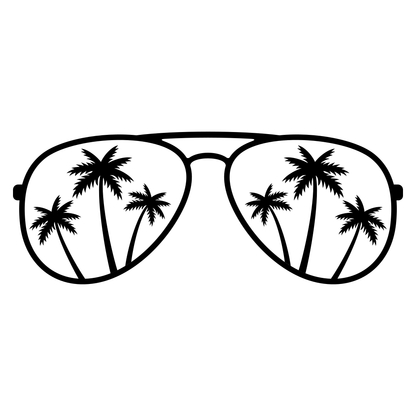 Chic palm tree silhouette in retro sunglasses design