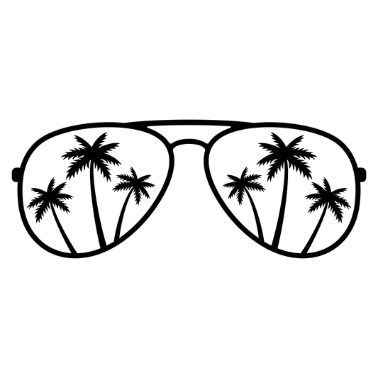 Chic palm tree silhouette in retro sunglasses design