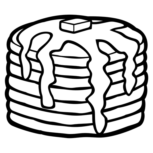Delicious stack of pancakes with syrup ready for cutting machine