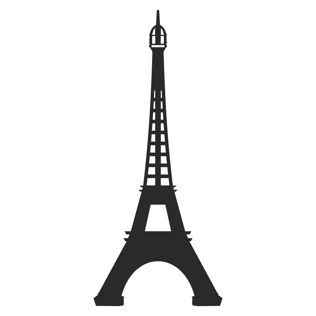 Elegant Paris skyline silhouette featuring iconic tower design. Eiffel Tower.