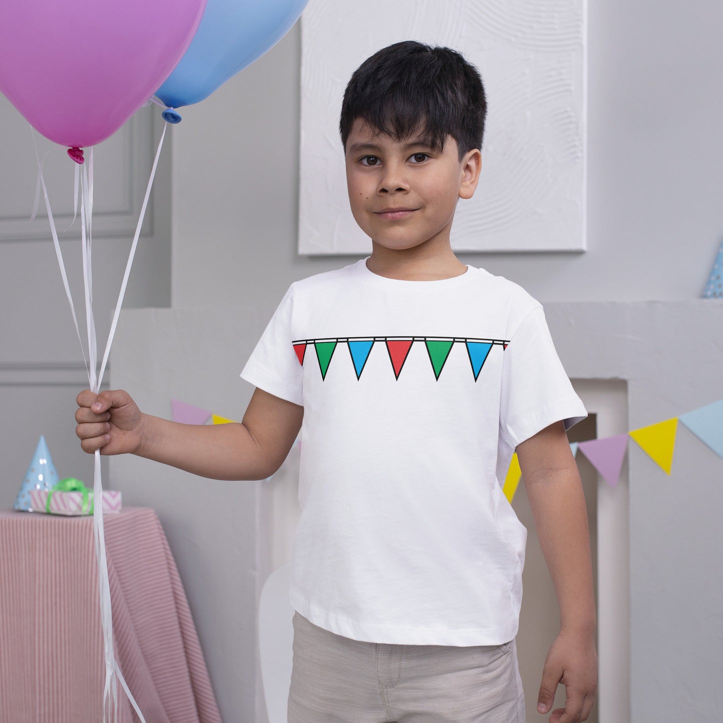 Colorful party flags for festive celebrations and gatherings