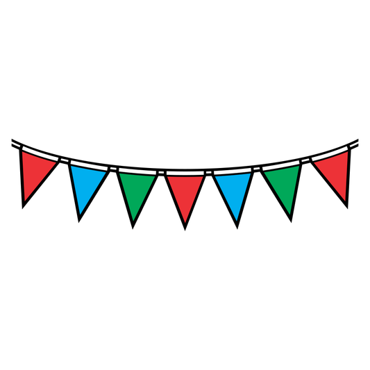 Colorful party flags for festive celebrations and gatherings
