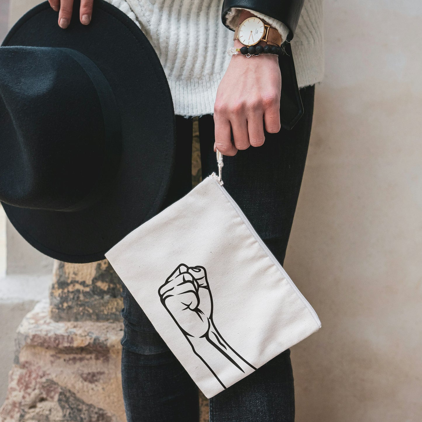 Raised fist symbol representing unity and strength in design