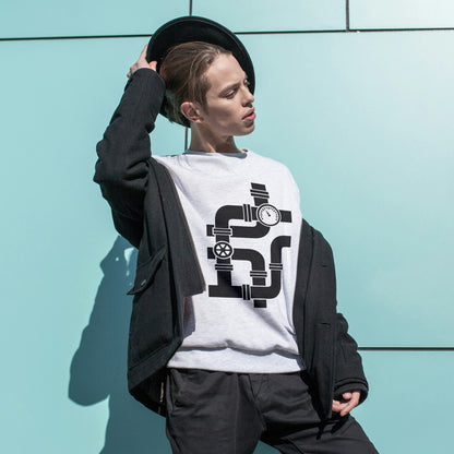 Stylish black vector design of a pipe with valve for crafting