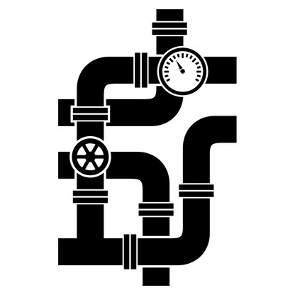 Stylish black vector design of a pipe with valve for crafting