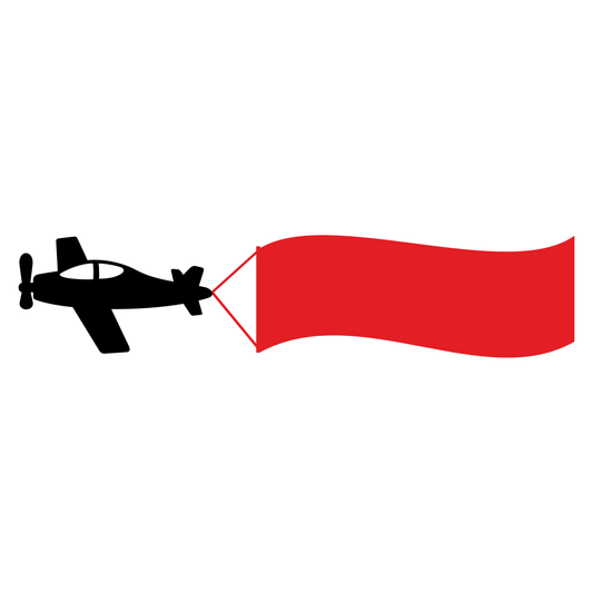 Vector design of an airplane pulling a banner in flight