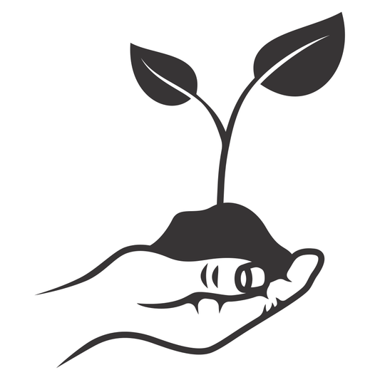 Nurturing nature with a hand holding a plant in simple style