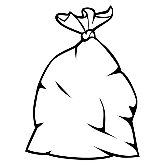 Simplistic black and white vector design of garbage bag