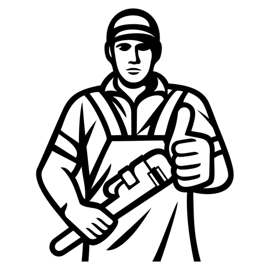 Plumber showcasing skills with wrench in hands
