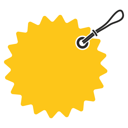 Bright yellow starburst tag design for crafting projects