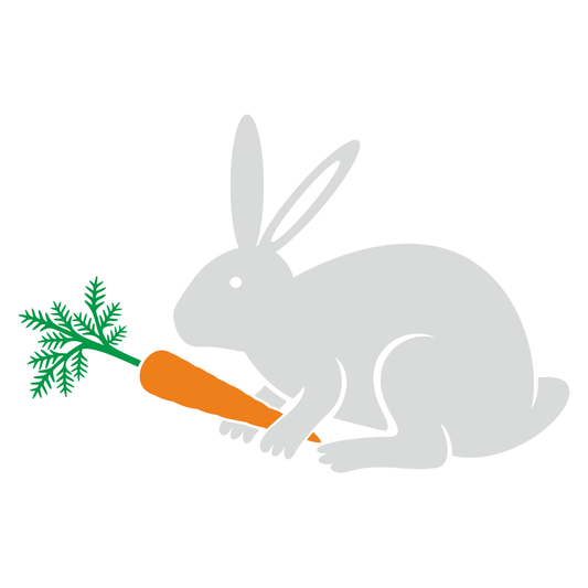 Cute vector rabbit holding a carrot in playful design