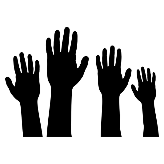 Celebrating unity with raised hands in creative design