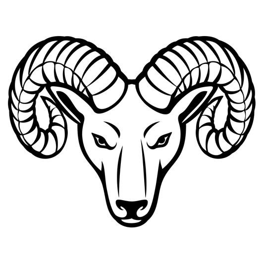 Stylized ram head design for crafting projects and decor