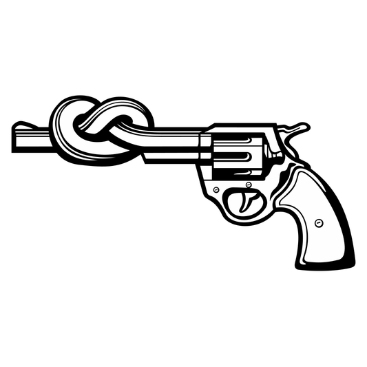 Creative vector design of a knotted revolver symbolizing peace
