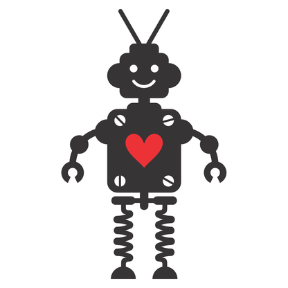 Cute vintage robot design with heart for crafting projects