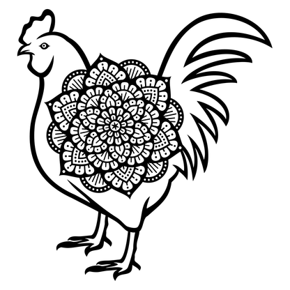 Intricate rooster mandala design for creative cutting projects