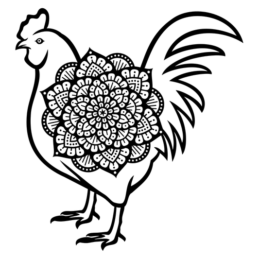 Intricate rooster mandala design for creative cutting projects