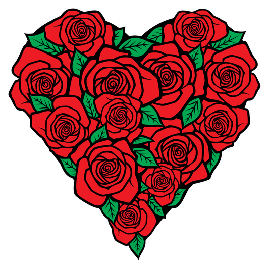 Elegant heart of red roses for craft lovers