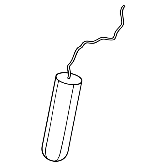 Black and white layered design of a cotton tampon