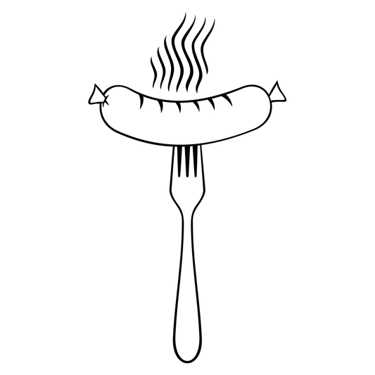 Creative sausage and fork design for cutting machines