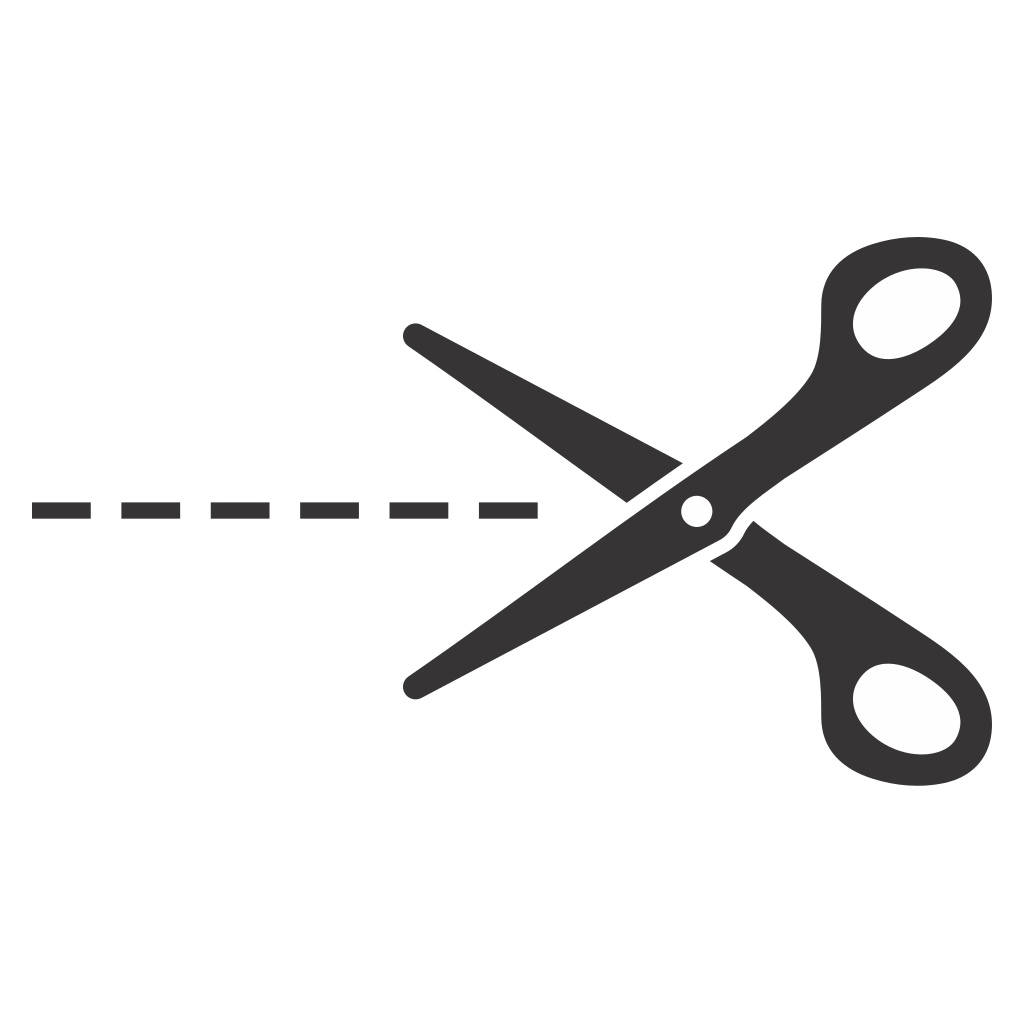 Scissors cutting through dotted line for crafting projects