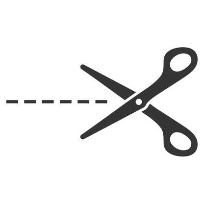 Scissors cutting through dotted line for crafting projects