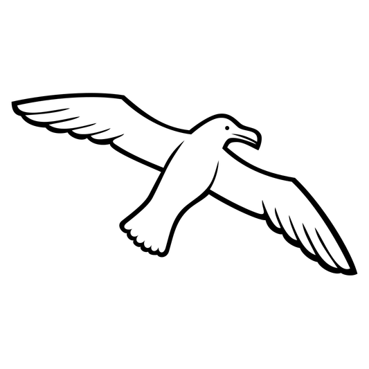 Majestic seagull soaring through the sky in minimalist style
