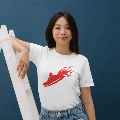 Dynamic red shoe vector icon for creative design projects