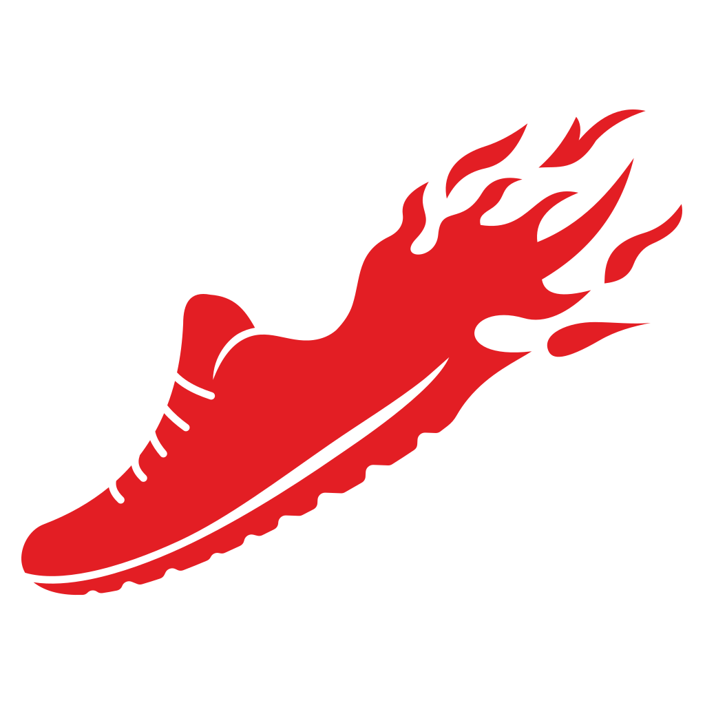 Dynamic red shoe vector icon for creative design projects