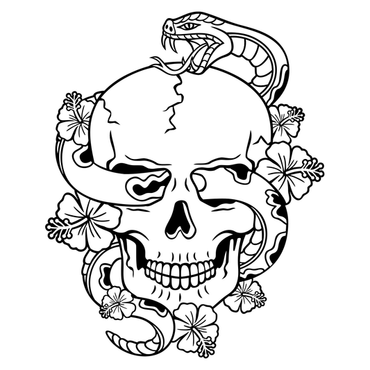 Skull design with snake and floral elements for crafting