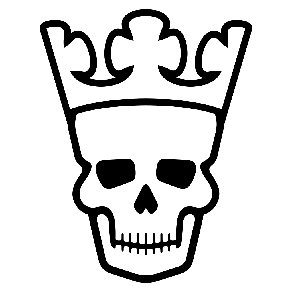 Stylish black and white skull with crown vector design