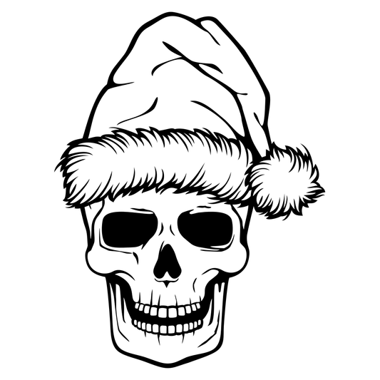 Unique black and white skull design with a festive twist