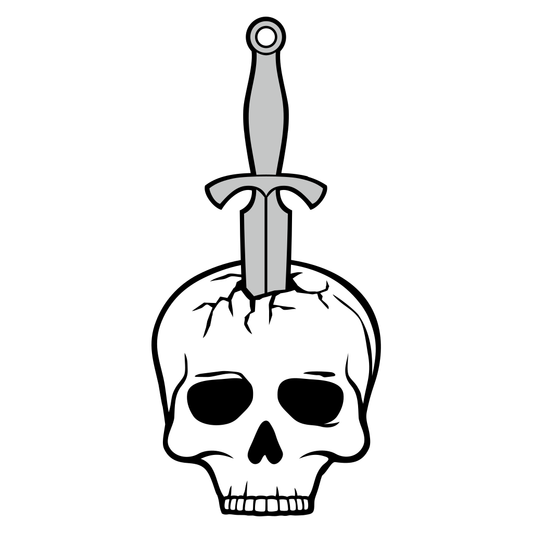 Intricate skull design with dagger knife for cutting craft