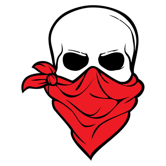 Bold skull design with red bandana for creative projects