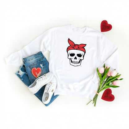 Creative skull design with bold red bandana for crafting