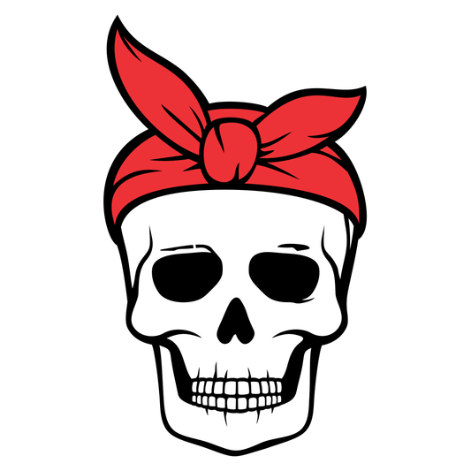 Creative skull design with bold red bandana for crafting