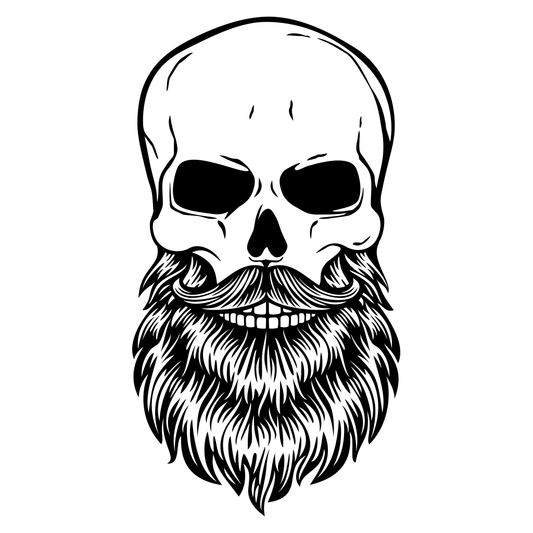 Skull design with beard suitable for cutting machines