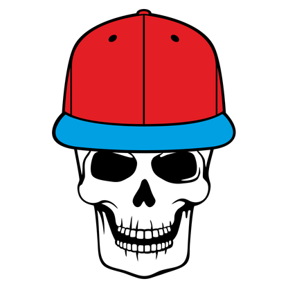 Skull wearing a stylish rap cap for cutting projects