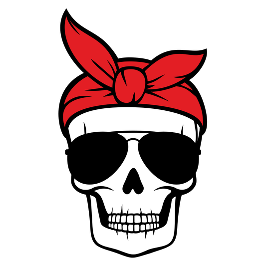Skull with aviator shades and bandana illustration