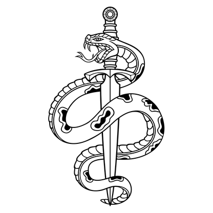 Snake wrapped around a dagger for cutting machines