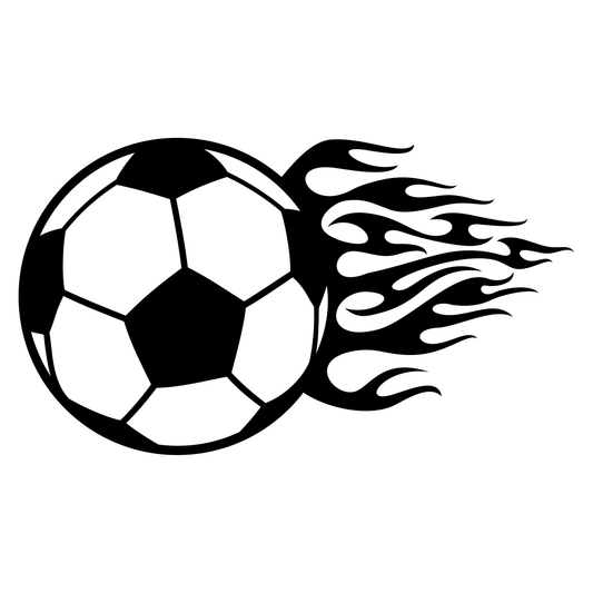 Dynamic soccer ball design with stylized flames for crafting