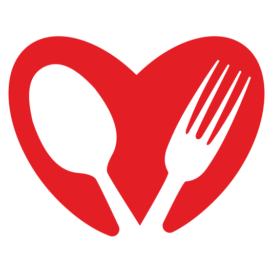 Heart-shaped design featuring spoon and fork for crafts