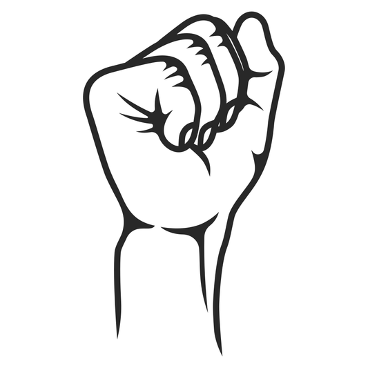 Fist raised in solidarity for social justice movements