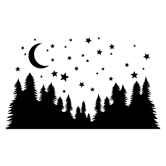 Starry night forest silhouette for creative cutting projects