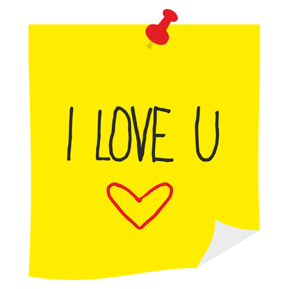 Creative yellow sticky note showing affection