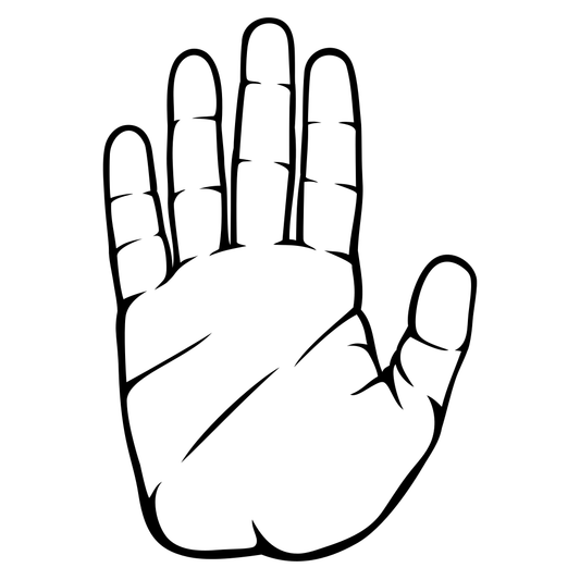 Bold black and white stop hand silhouette for cutting projects