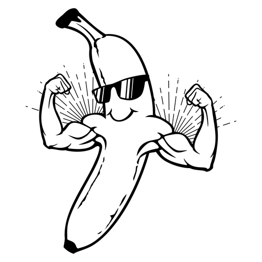 Strong banana character illustration for creative projects
